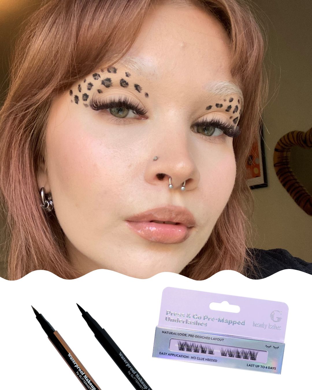 Leopardin täpliä imitoiva silmämeikki