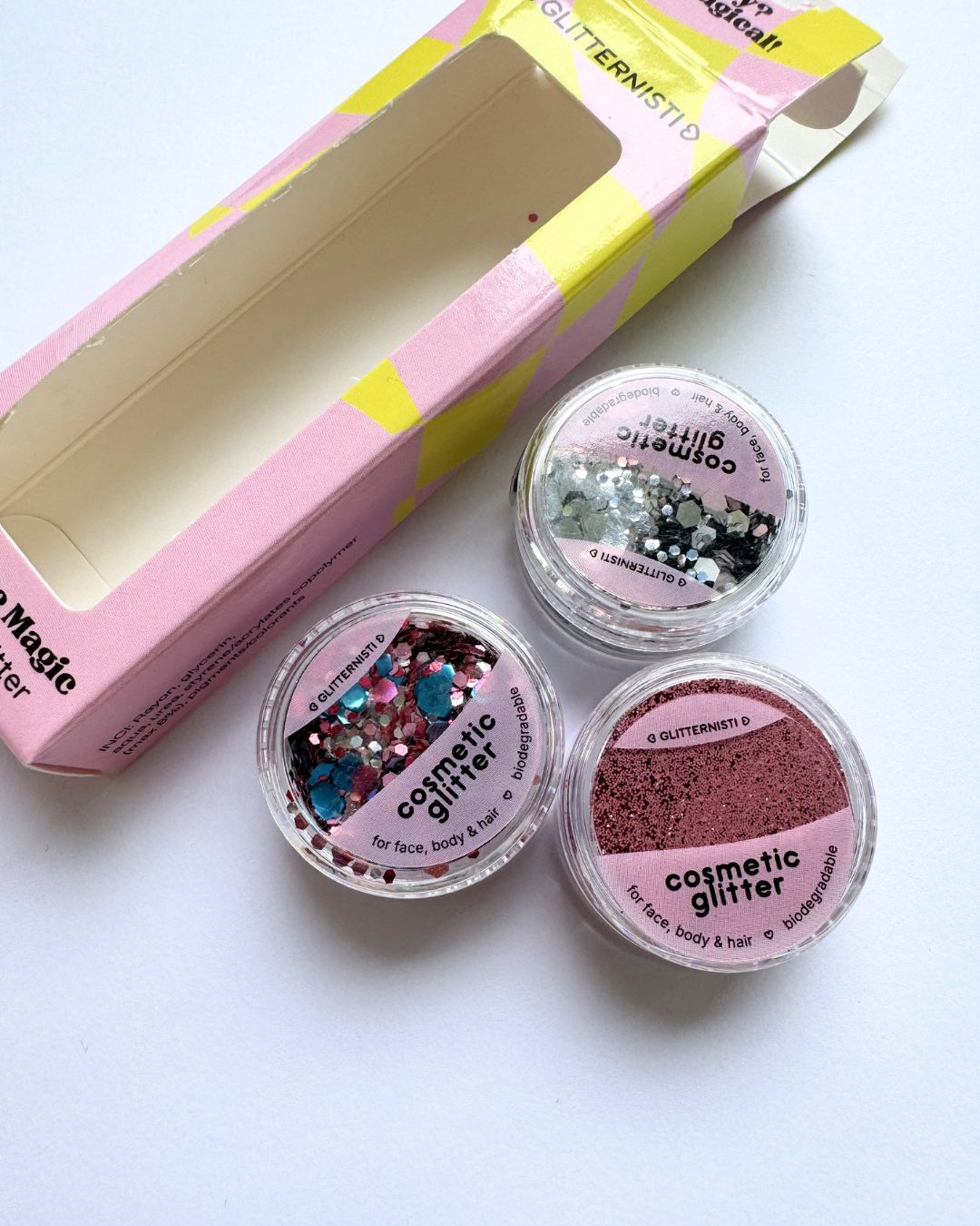 GLITTERNISTI TRIPLE THE MAGIC - PINK & SILVER kosmeettinen glitter