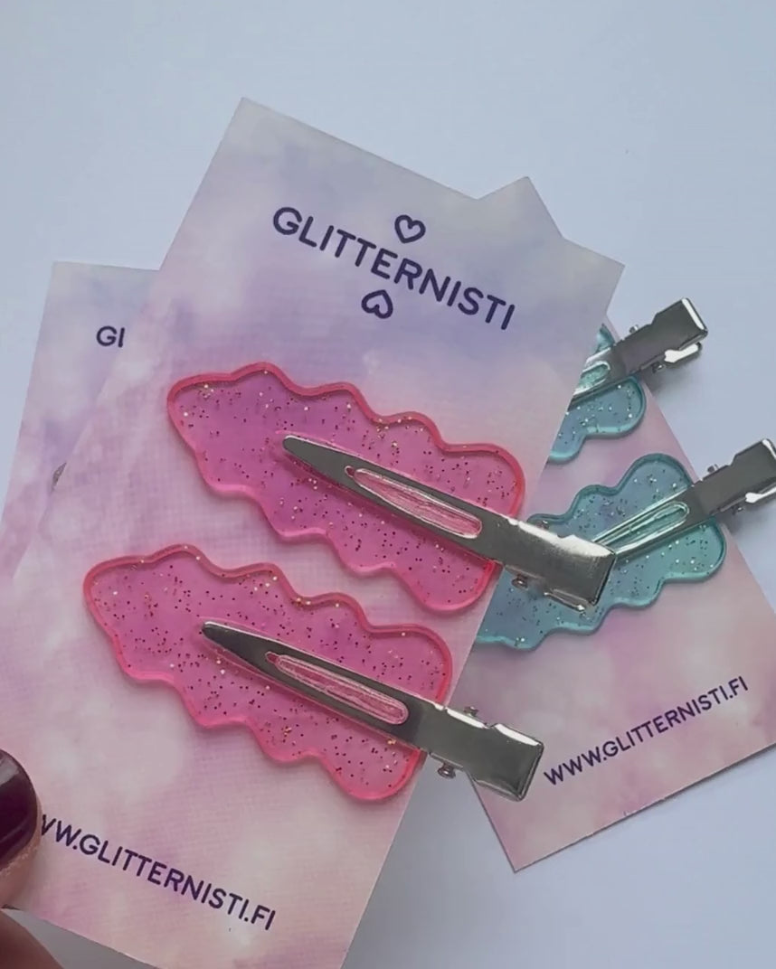 Creaseless Hair Clip Clouds Pink - meikkipinni